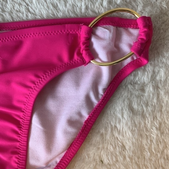Jessica Simpson Pink Bathing Suit Bottoms with Gold Rings Size Small NWT - Picture 2 of 10